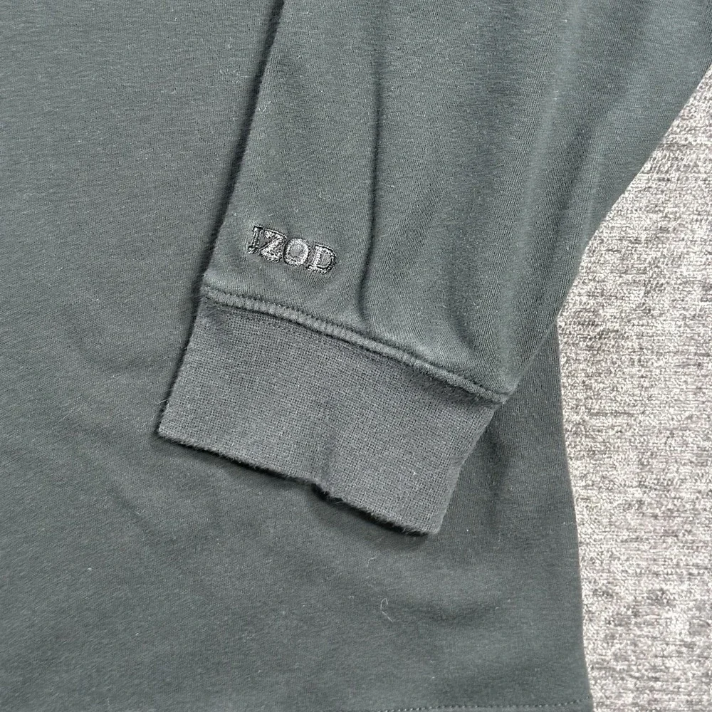 Izod Longsleeve Shirt Men's Size Large Black Mock Neck Tee Casual 100%‎ Cotton